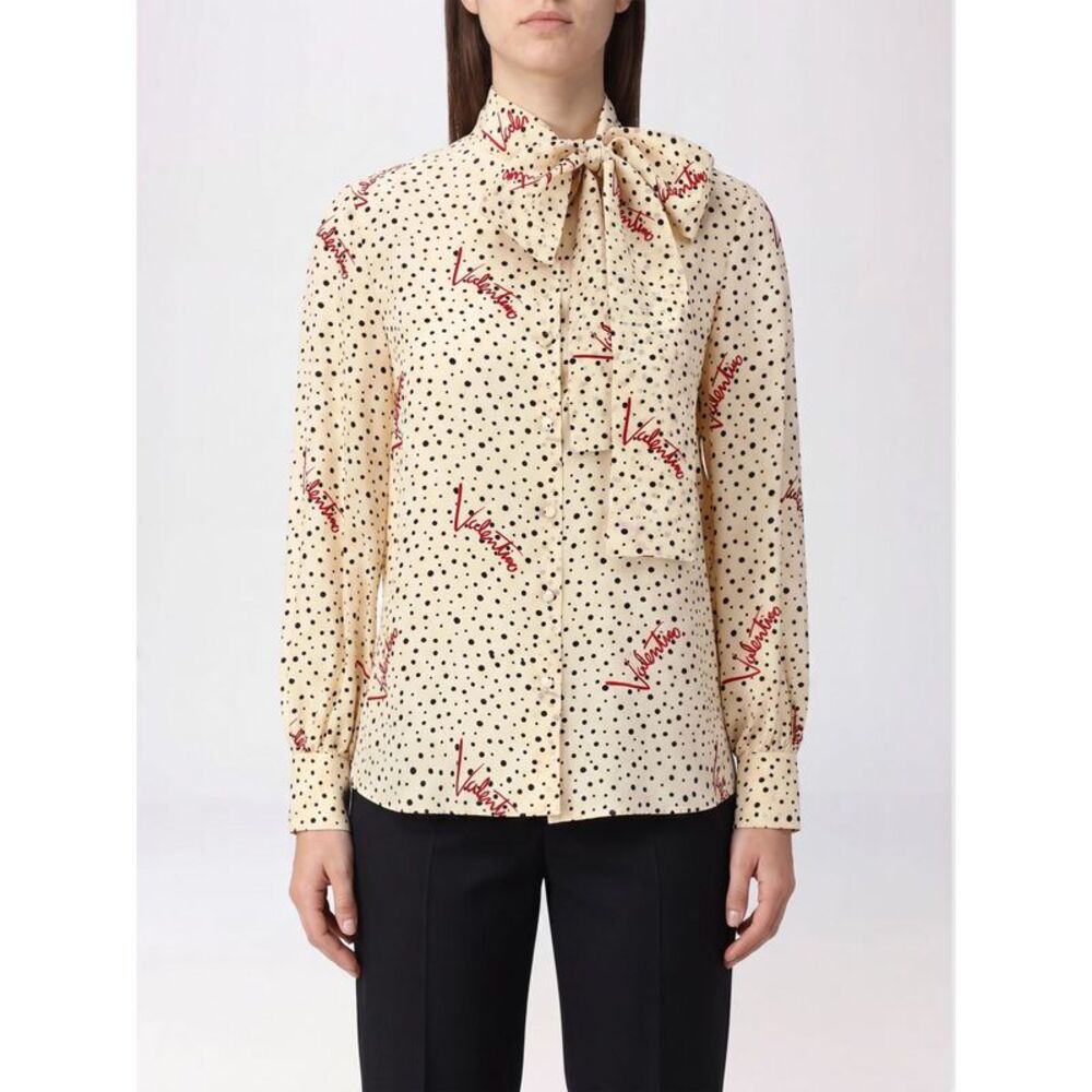 Valentino Garavani Polka-Dot Silk Blouse With Pussy-Bow And Balloon Sleeves